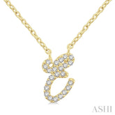 1/20 ctw Initial 'E' Round cut Diamond Pendant With Chain in 14K Yellow Gold